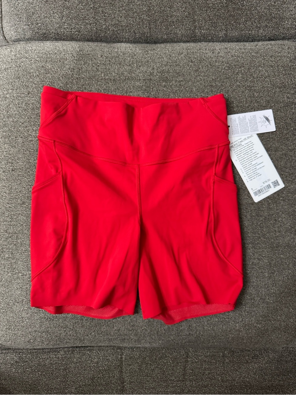 lululemon athletica Red High-Rise Athletic Shorts with Side Pockets